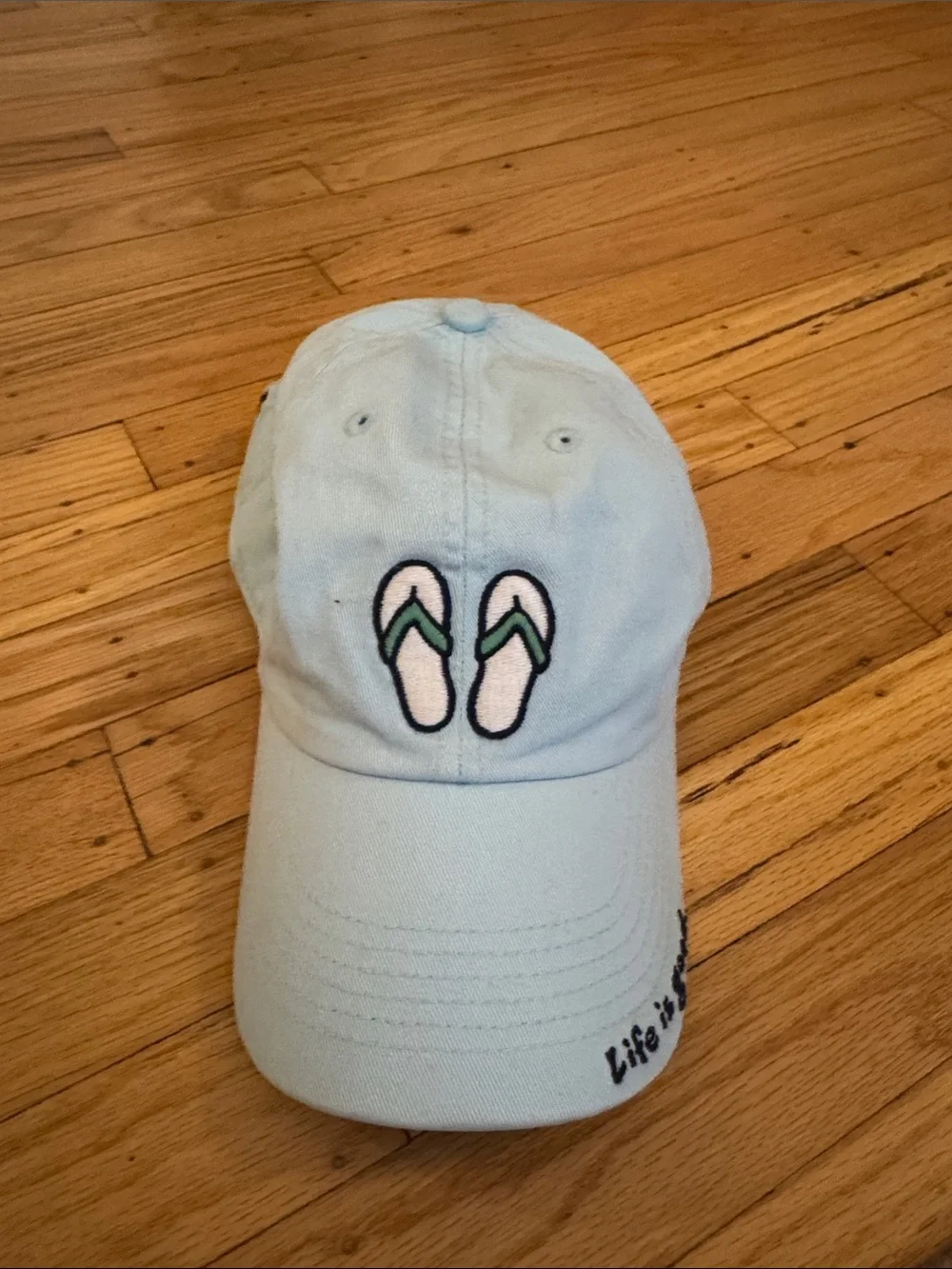 Life Is Good Light Blue Baseball Cap with Flip-Flop Embroidery